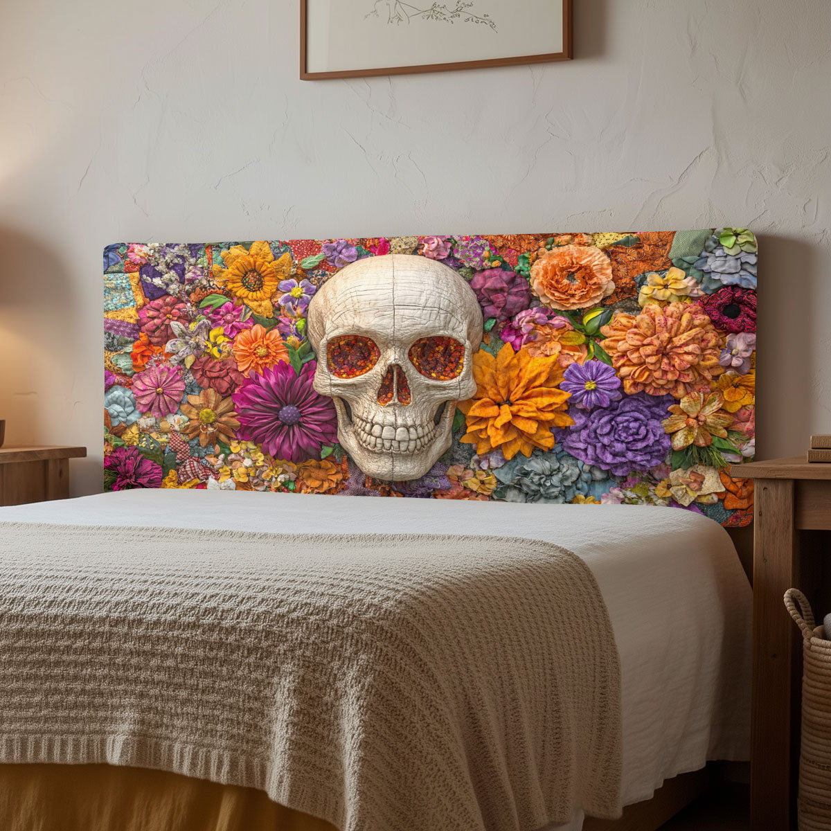 Skull Bloom Garden CW1312019CL Quilted Headboard Slipcover