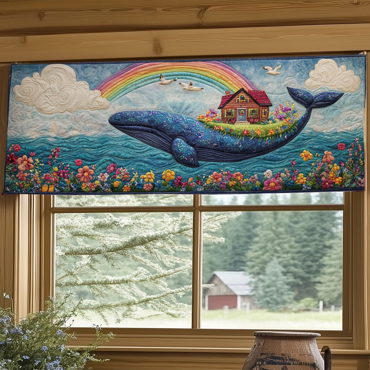 Whale of Wonders WJ0506030CL Quilted Valance