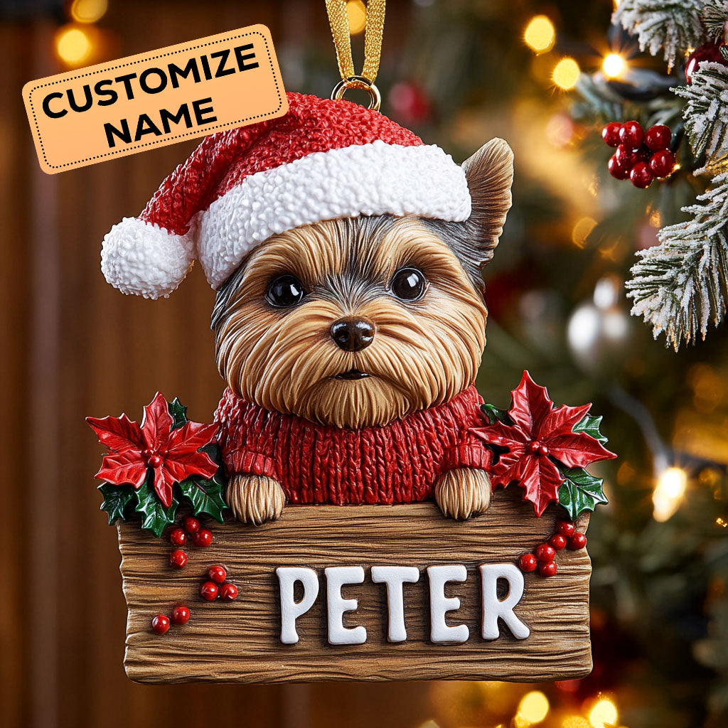 Yorkie Bless CW2110021CL Personalized Christmas Ornament