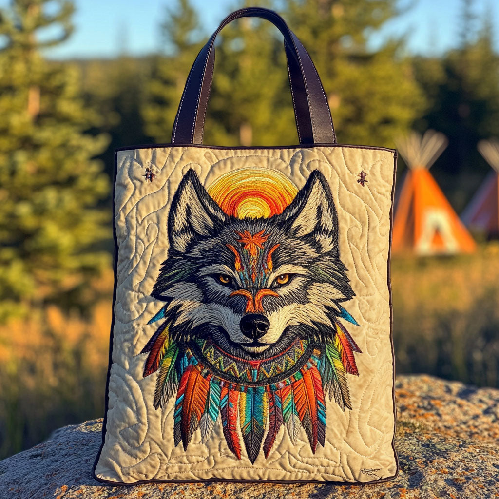 Fire Sky Wolf WN2910023CL Quilted Tote Bag