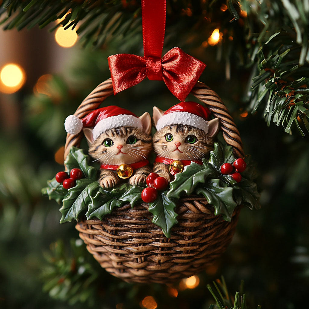 Cozy Basket Cat WN0811039CL Christmas Ornament