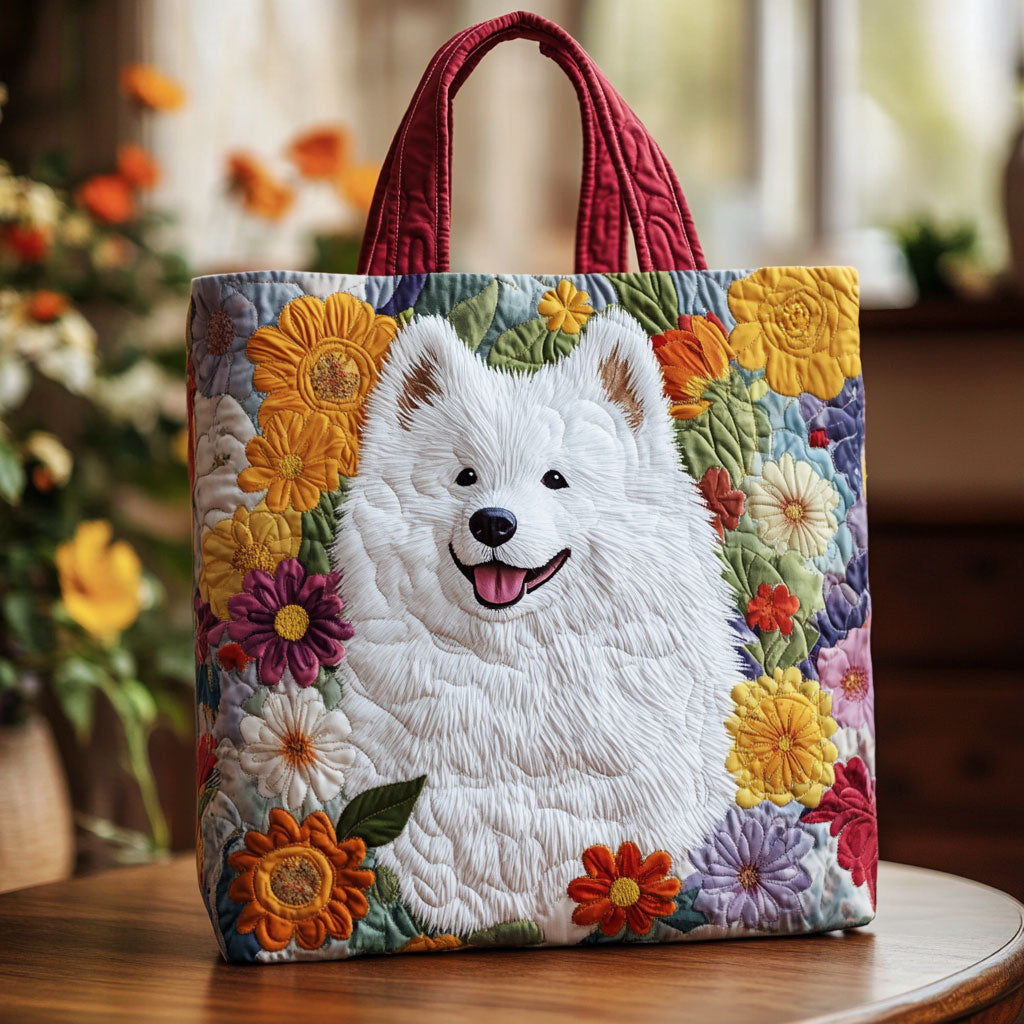 Samoyed Joyful KL2412028CL Quilted Tote Bag