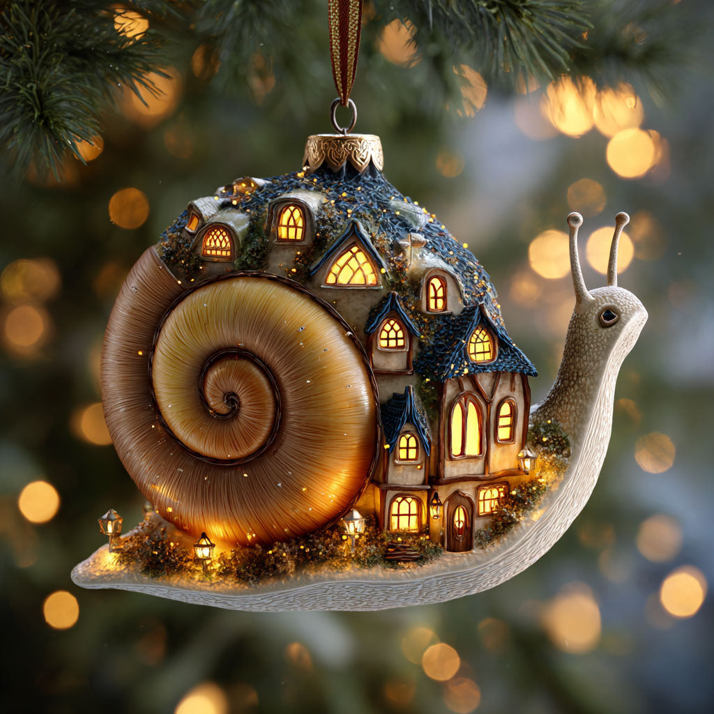 Snail Holiday Cottage WN0912067CL Christmas Ornament