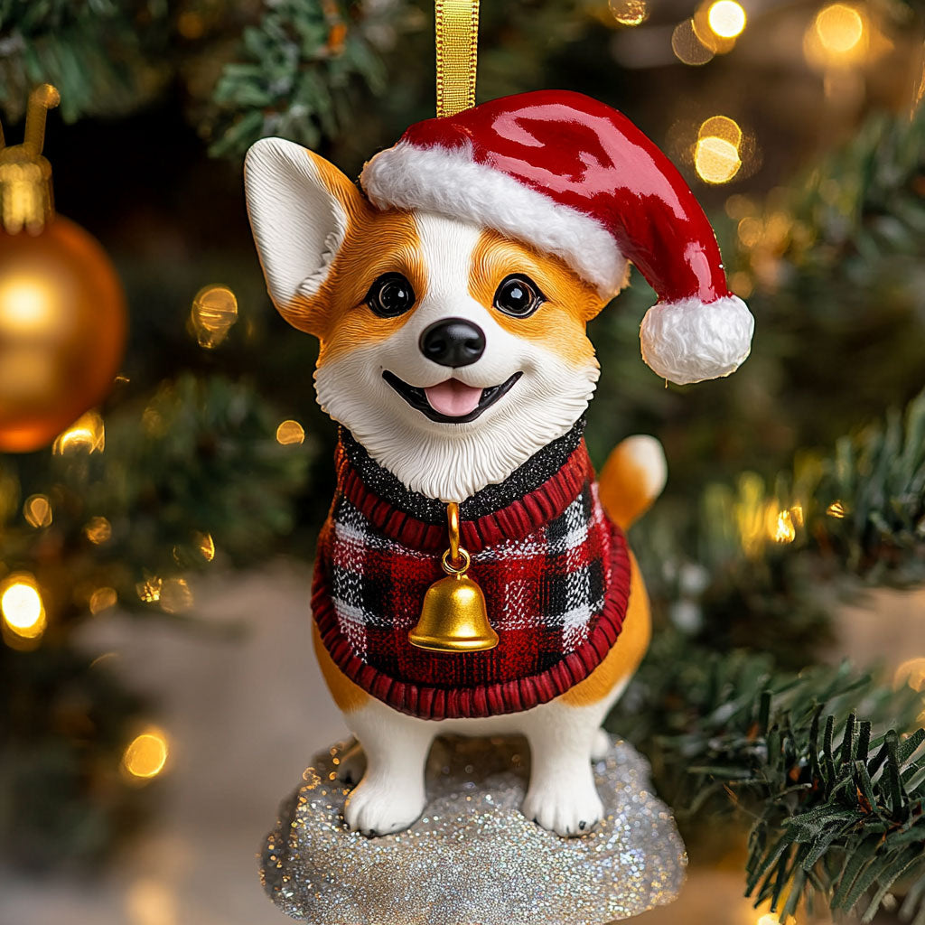 Cozy Corgi Christmas WN1410020CL Christmas Ornament