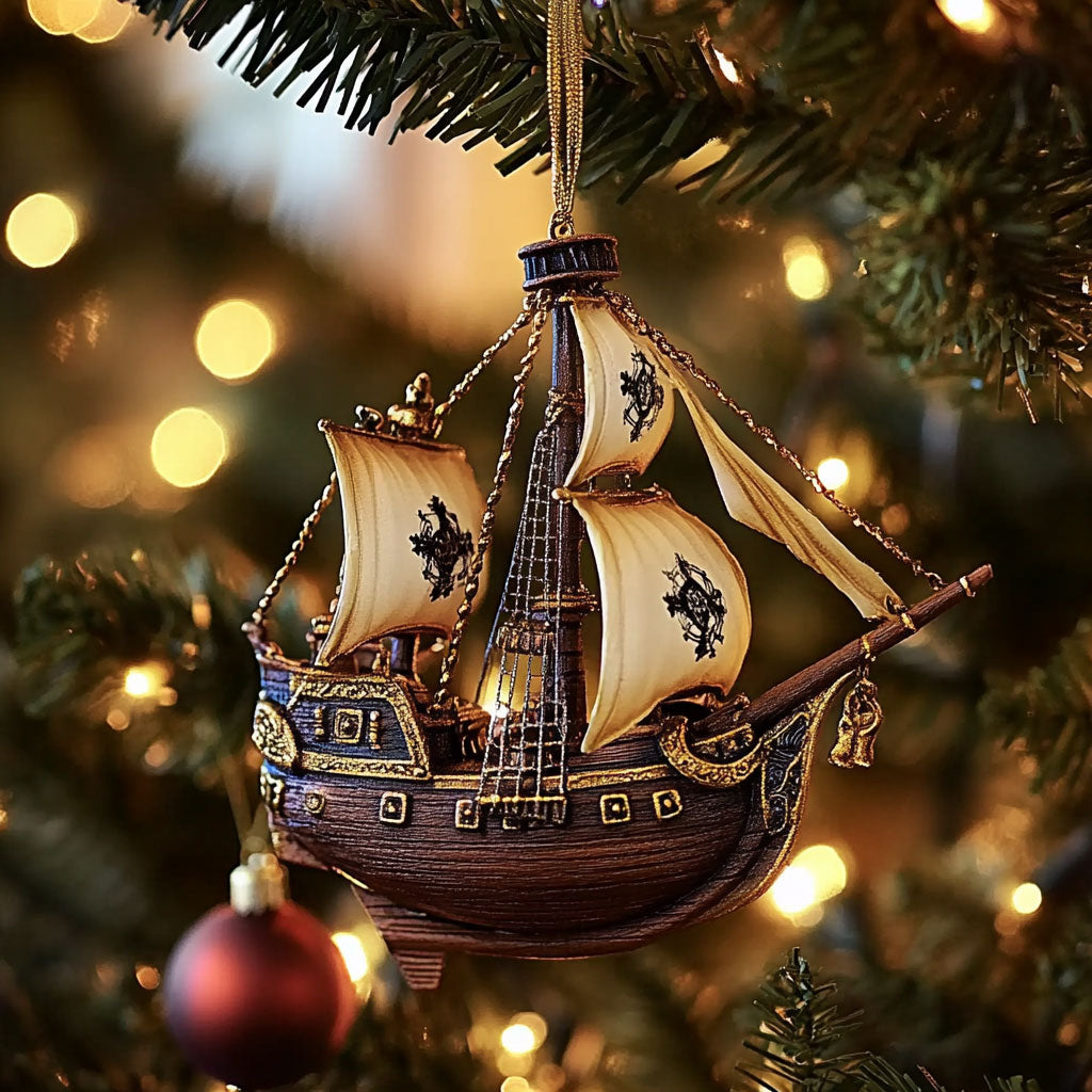 Ghost Sail Pirate Ship WN1512029CL Christmas Ornament