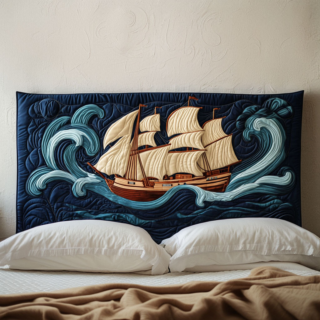 Whirling Seas Tall Ship KL0801026CL Quilted Headboard Slipcover