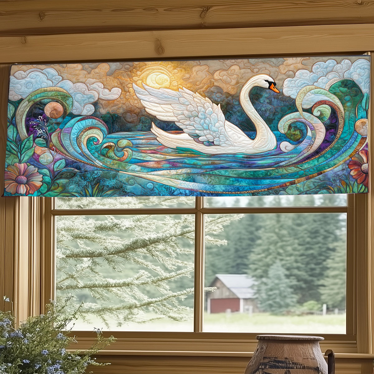 Elegant White Swan WJ0304033CL Quilted Valance