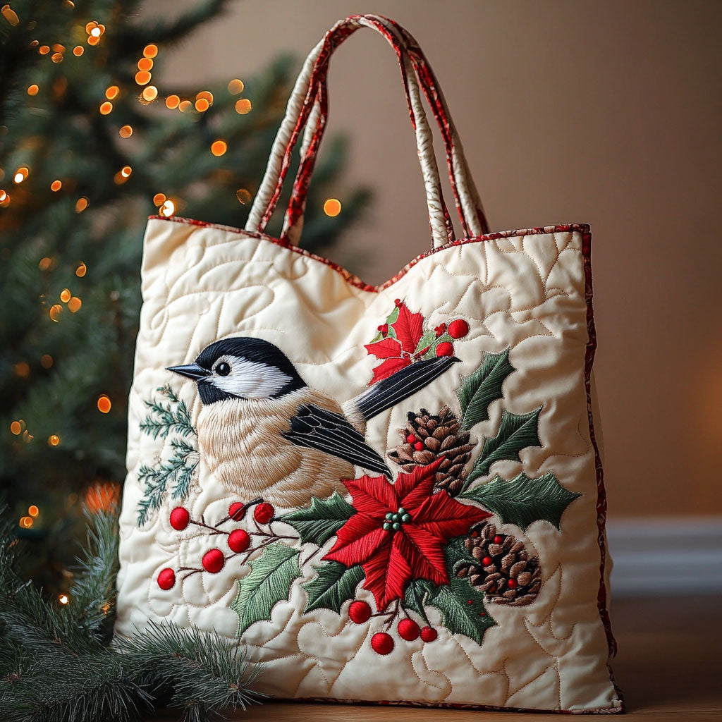 Scarlet Chickadee WN2210053CL Quilted Tote Bag