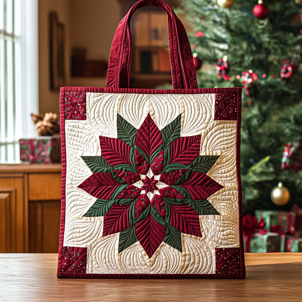 Geometric Poinsettia QA2711031CL Quilted Tote Bag