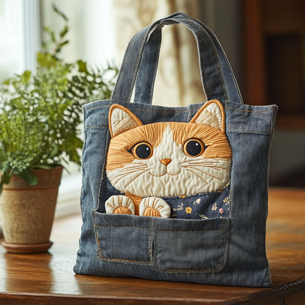 Cat Pocket CP0312056CL Quilted Tote Bag