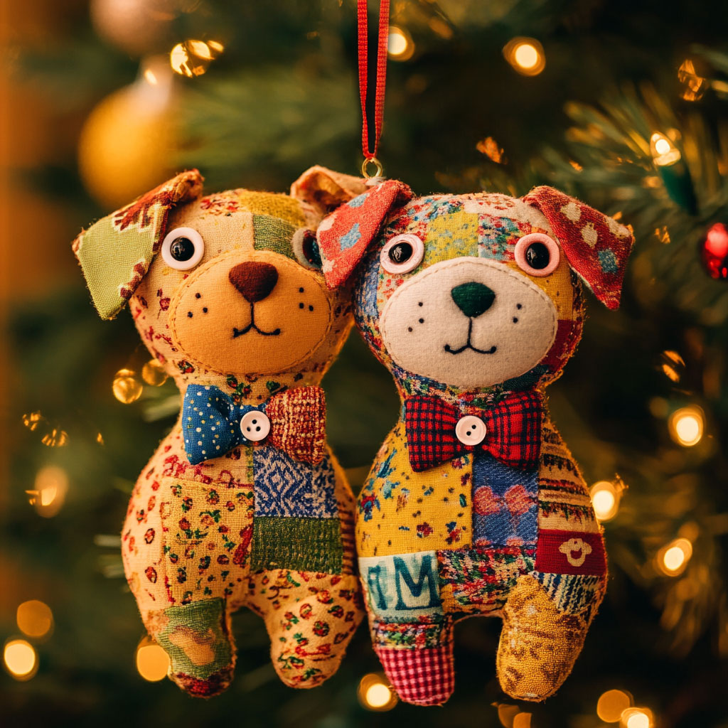 Dog Patchwork Joy WN0812026CL Christmas Ornament