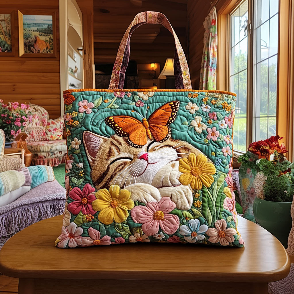 Floral Daydream Cat KL1912003CL Quilted Tote Bag