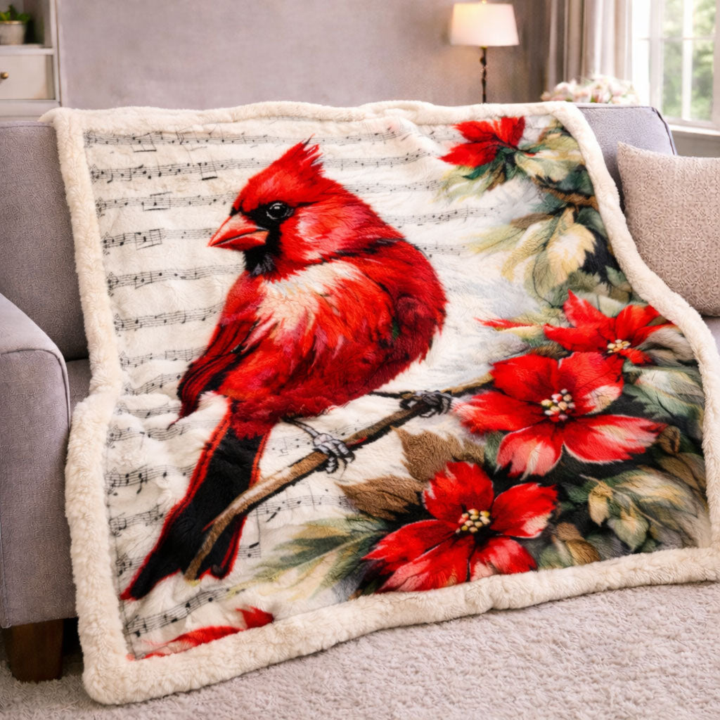 Crimson Melody Cardinal KL2801001CL Faux Fur Throw Blanket