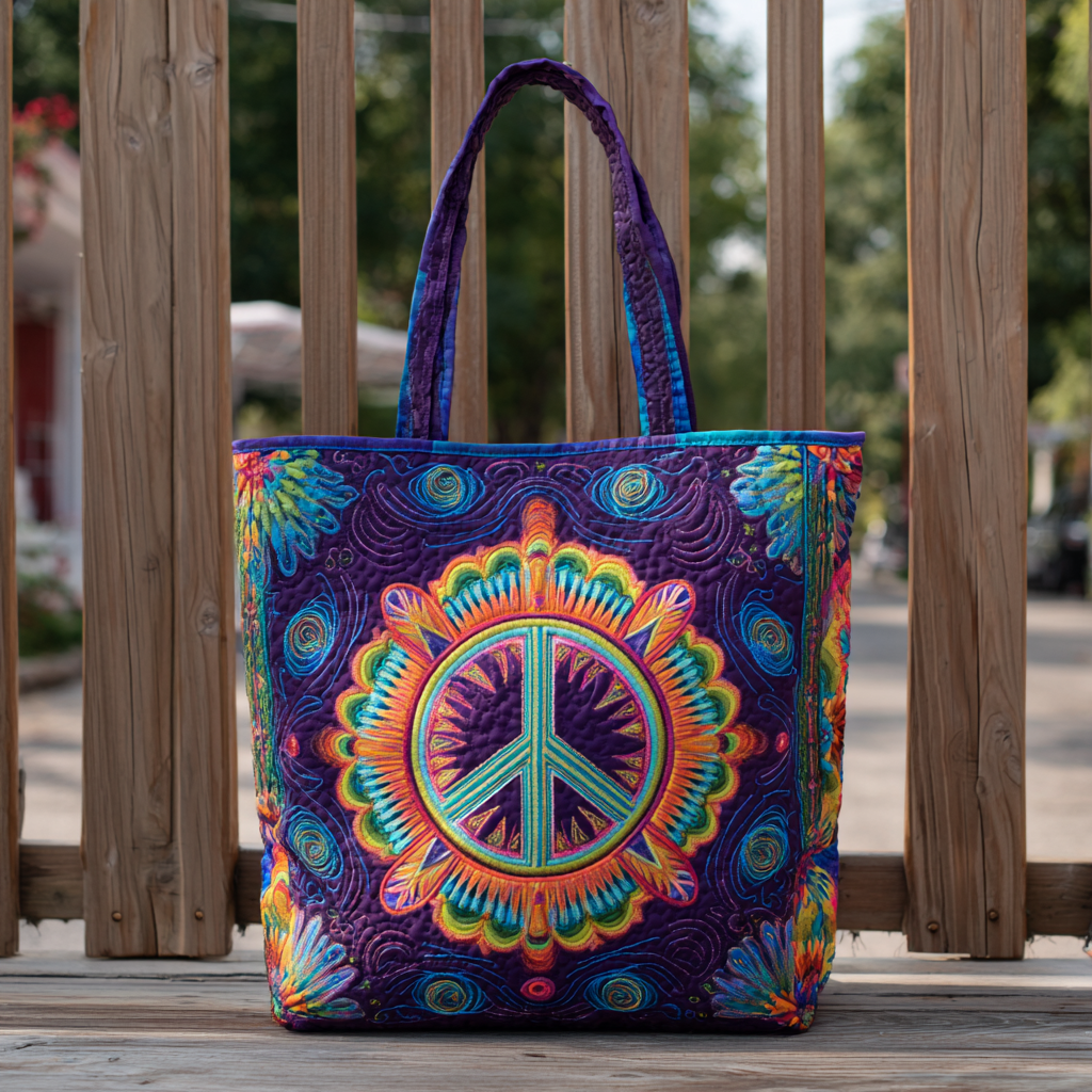 Peace XR0212008CL Quilted Tote Bag