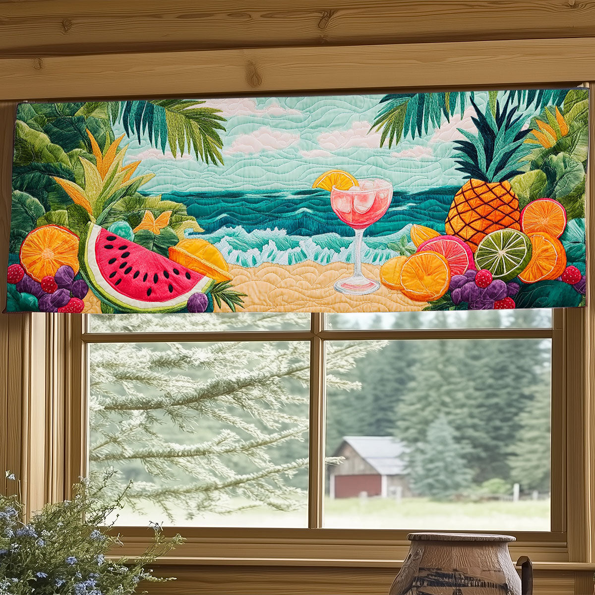 Tropical Beach Picnic WJ0104024CL Quilted Valance