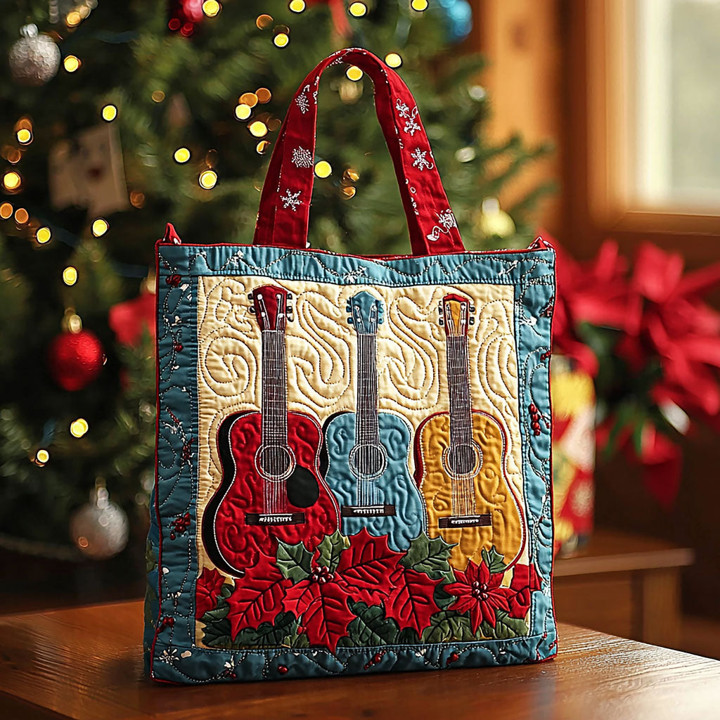 Christmas Guitar QA2711019CL Quilted Tote Bag