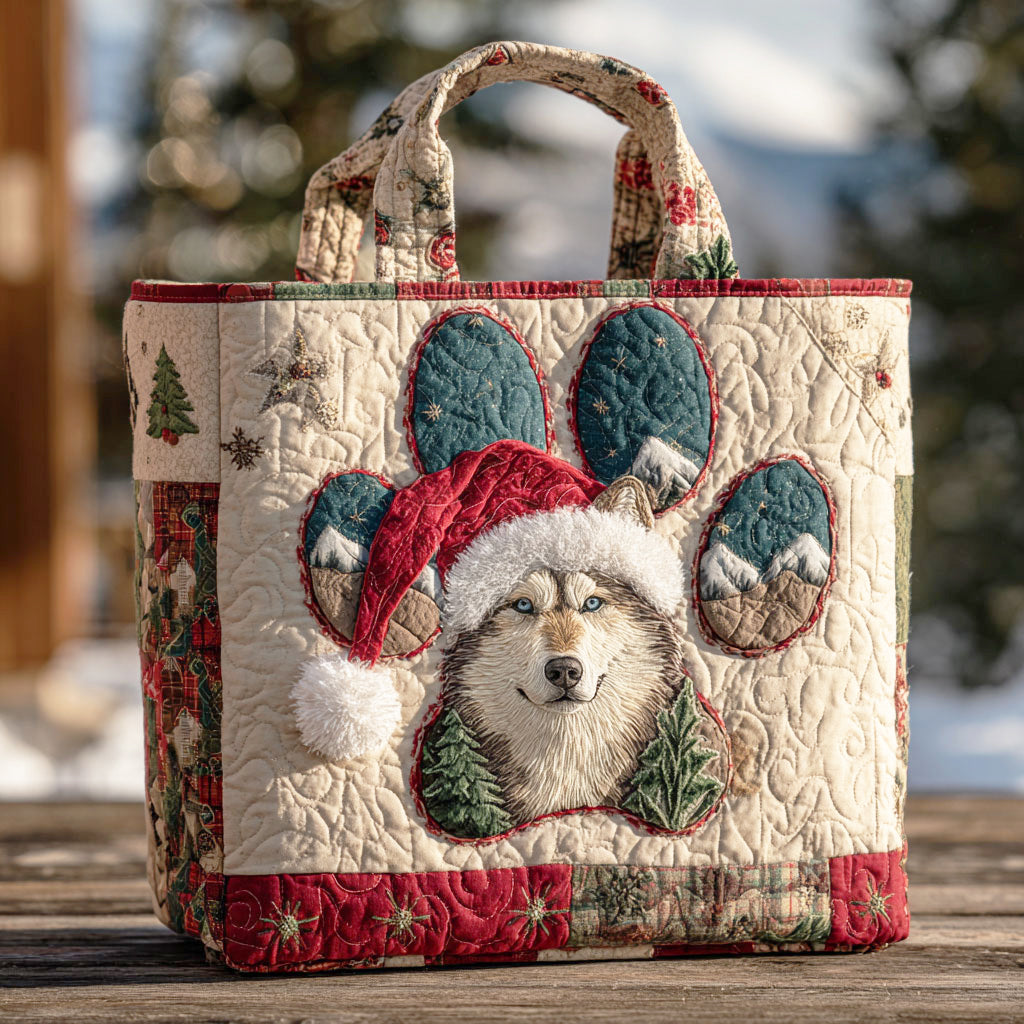 Christmas Husky CW0611036CL Quilted Tote Bag