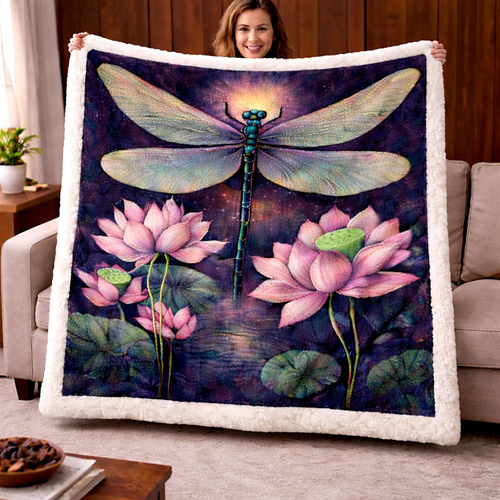Ethereal Lotus Dragonfly KL0302004CL Faux Fur Throw Blanket