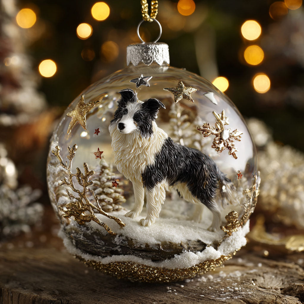 Border Collie Glow CW0112002CL Christmas Ornament