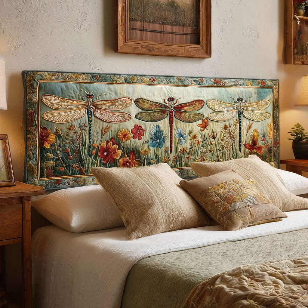 Dragonfly Flower Garden CW3012012CL Quilted Headboard Slipcover