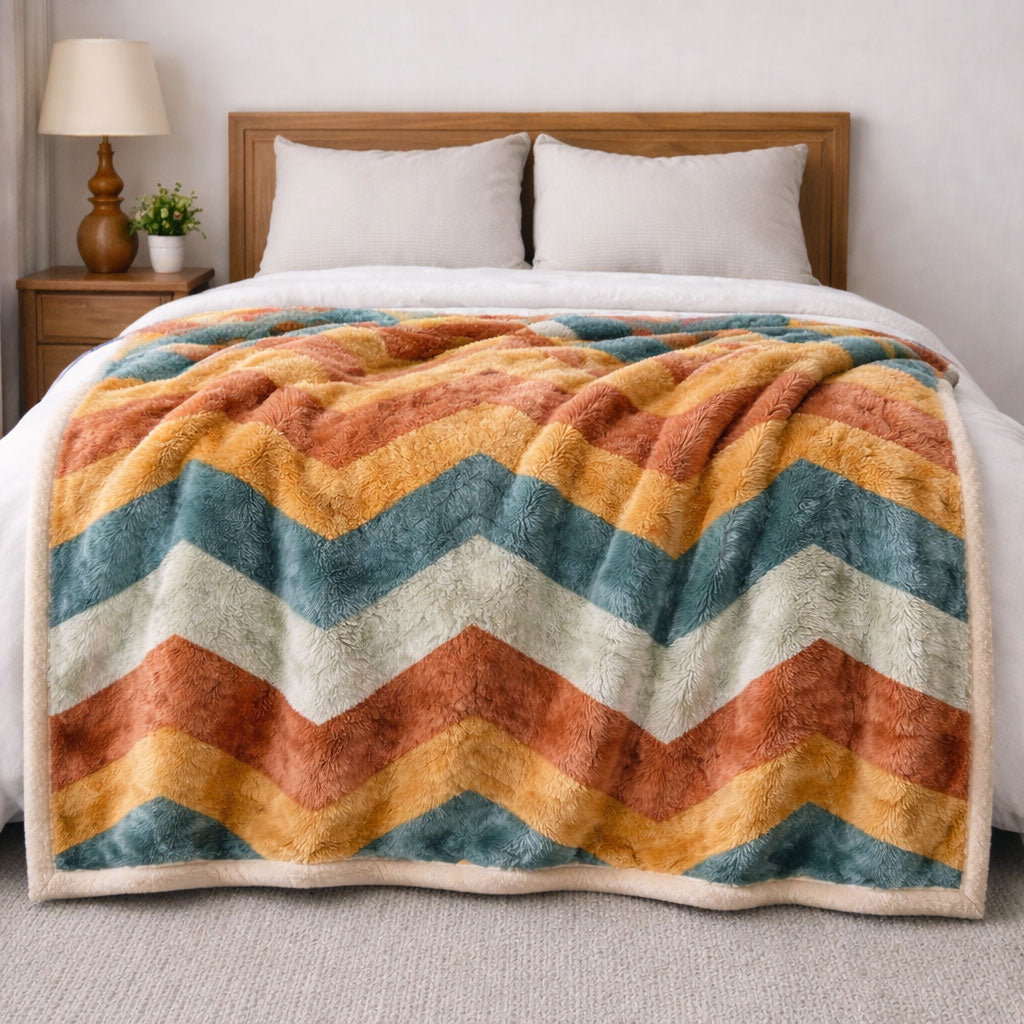 Chevron Cozy CP2801001CL Faux Fur Throw Blanket