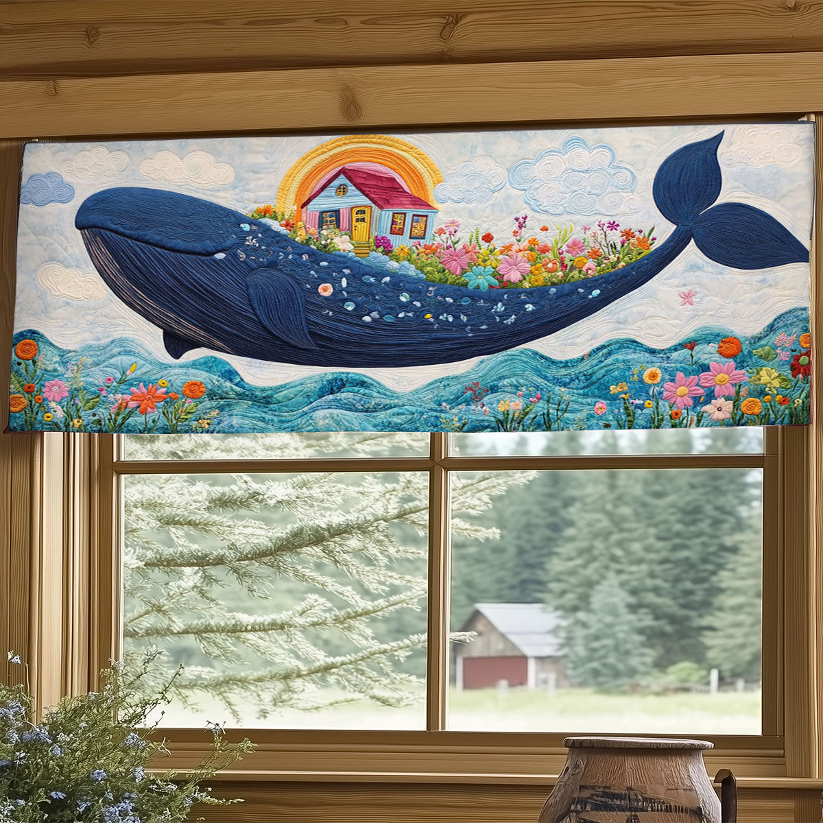 Whale of Wonders WJ0406034CL Quilted Valance