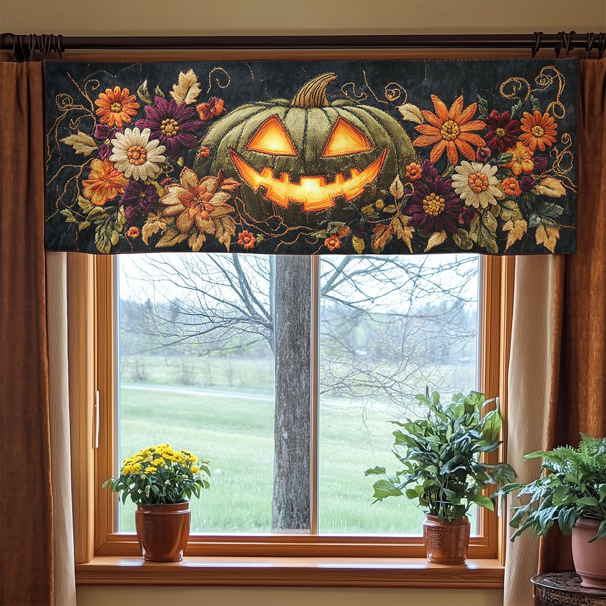 Halloween Midnight WN2307026CL Quilted Valance