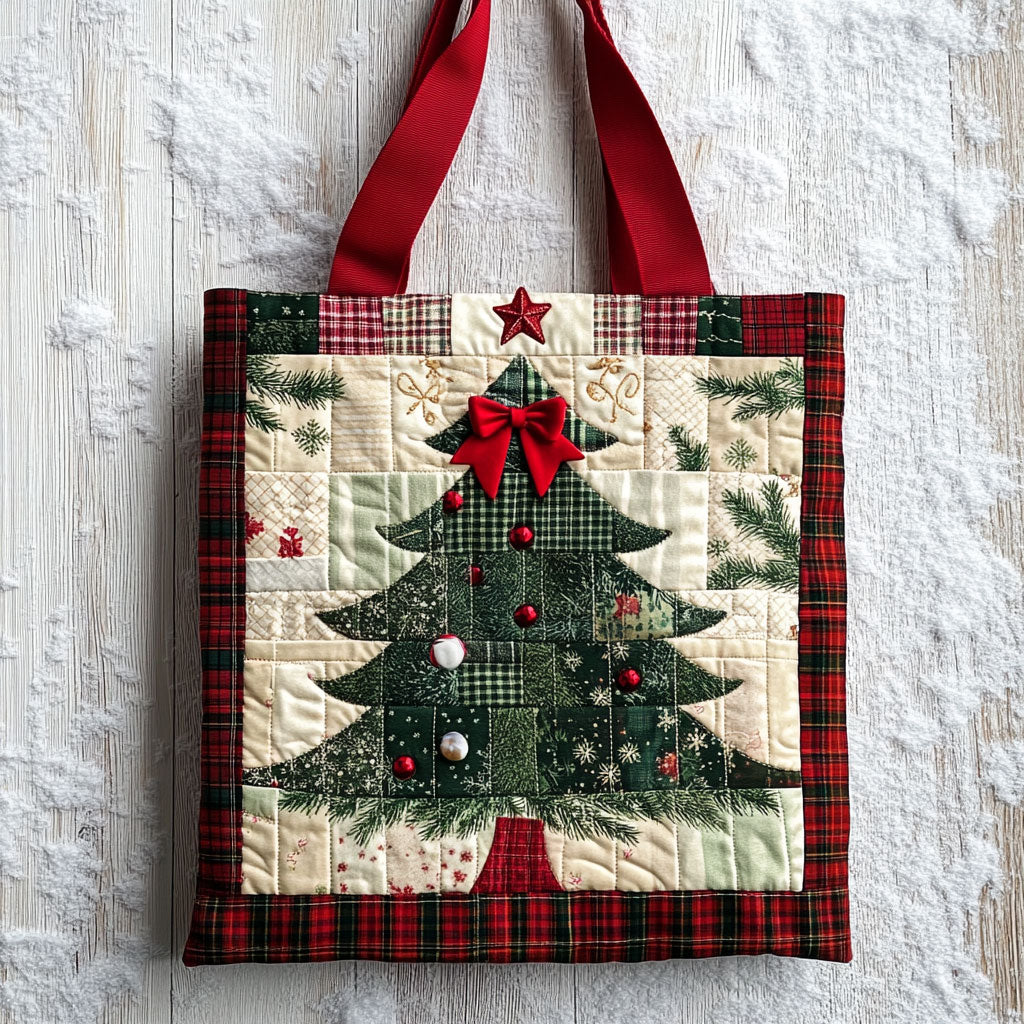 Winter Peace Christmas Tree WN1211135CL Quilted Tote Bag