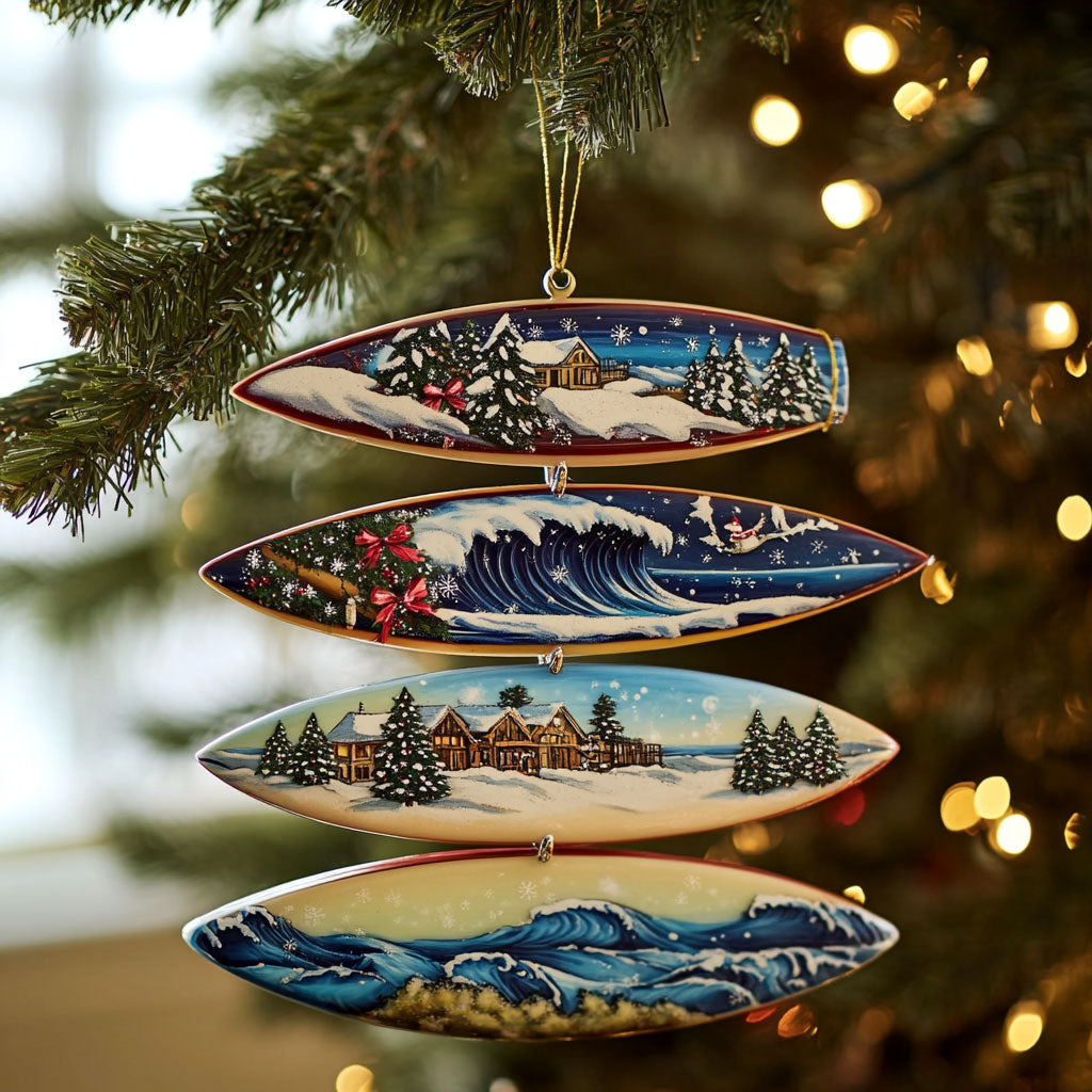 Festive Surfboard WJ2611077CL Christmas Ornament
