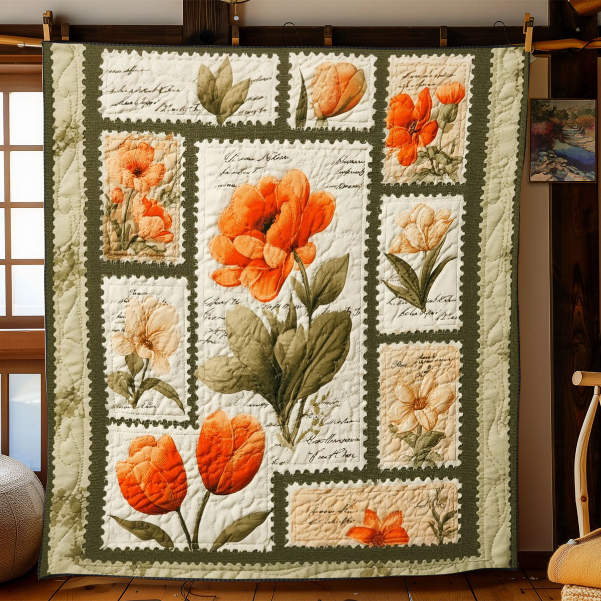 Floral Postage Collection WJ0901070CL Quilt