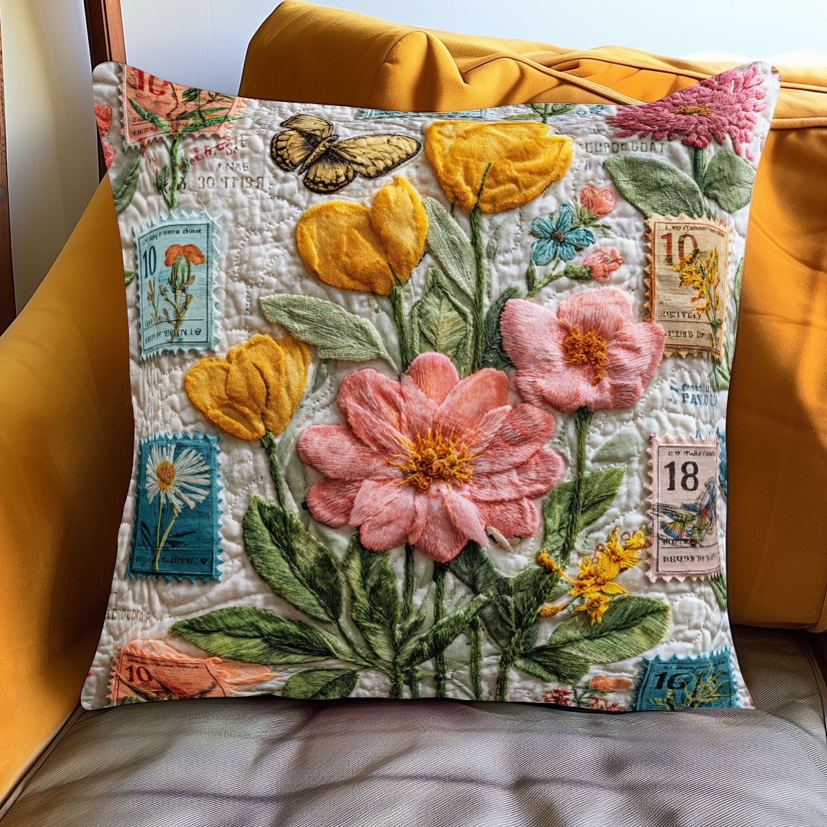 Floral Postage Study WJ0901136CL Quilt Pillow Case