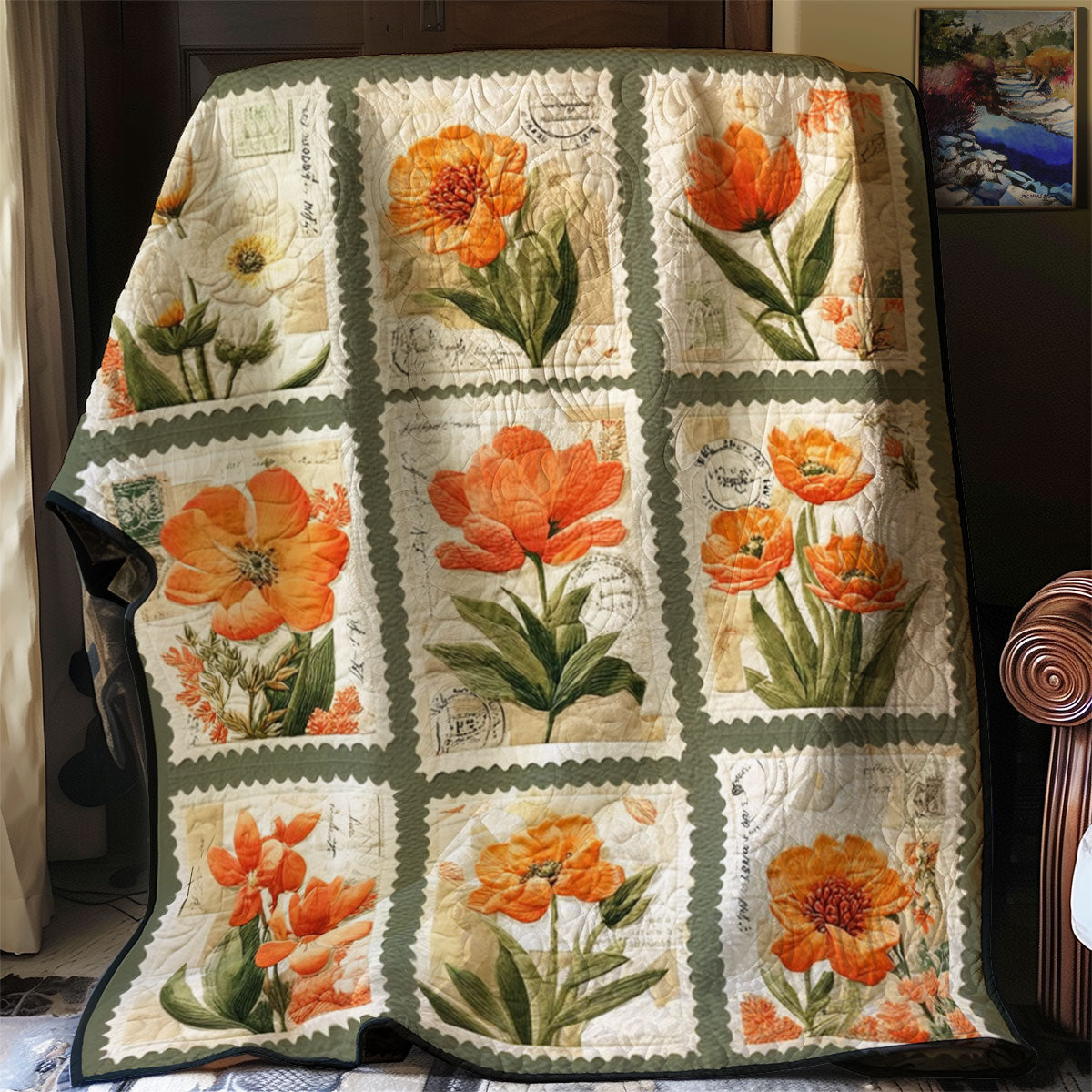 Floral Stamp Elegance WJ1001030CL Quilt