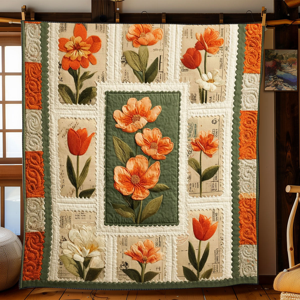 Floral Stamp Reverie WJ0901073CL Quilt