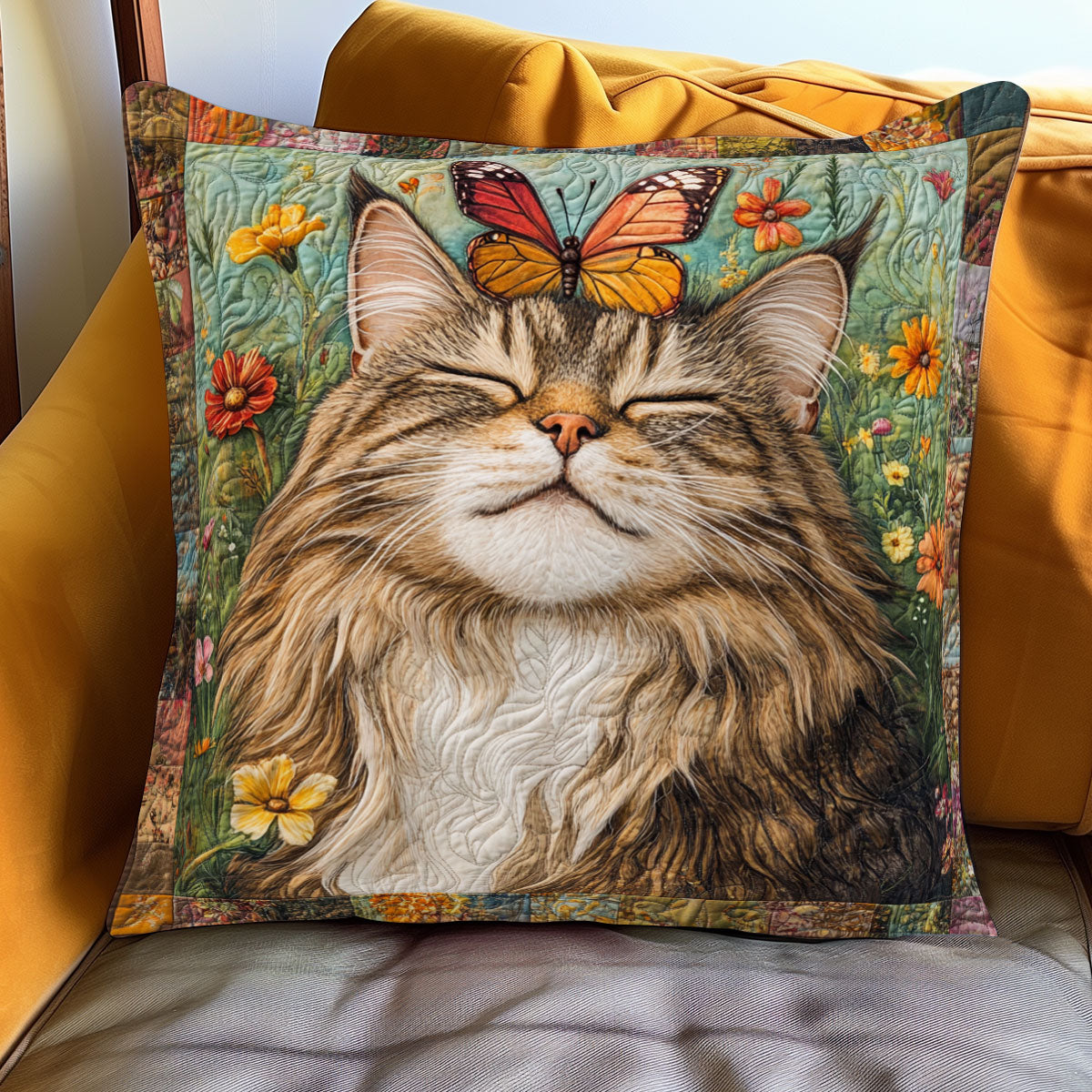 Gentle Garden Cat WJ0901078CL Quilt Pillow Case
