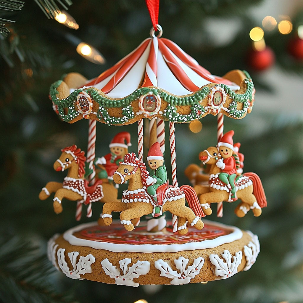 Gingerbread Carousel WJ0312370CL Christmas Ornament