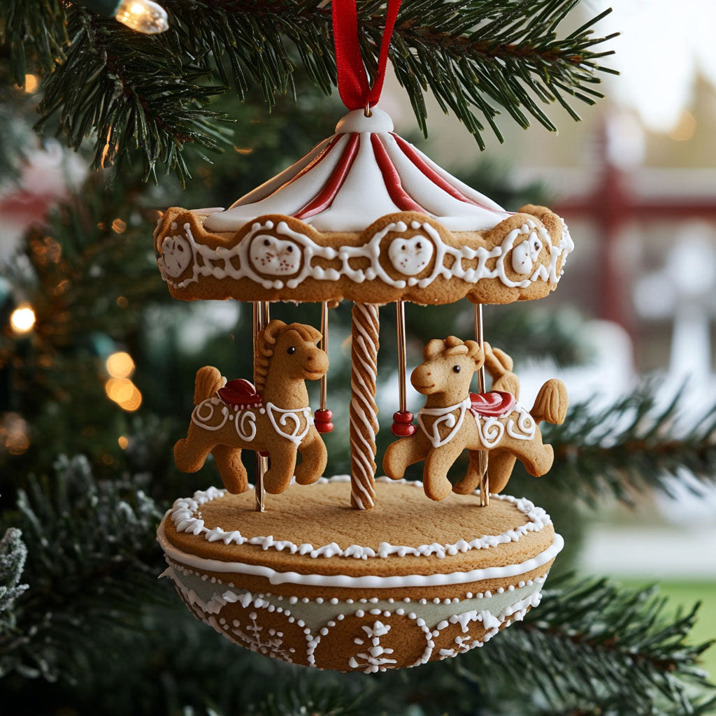 Gingerbread Merry Carousel WJ0312376CL Christmas Ornament