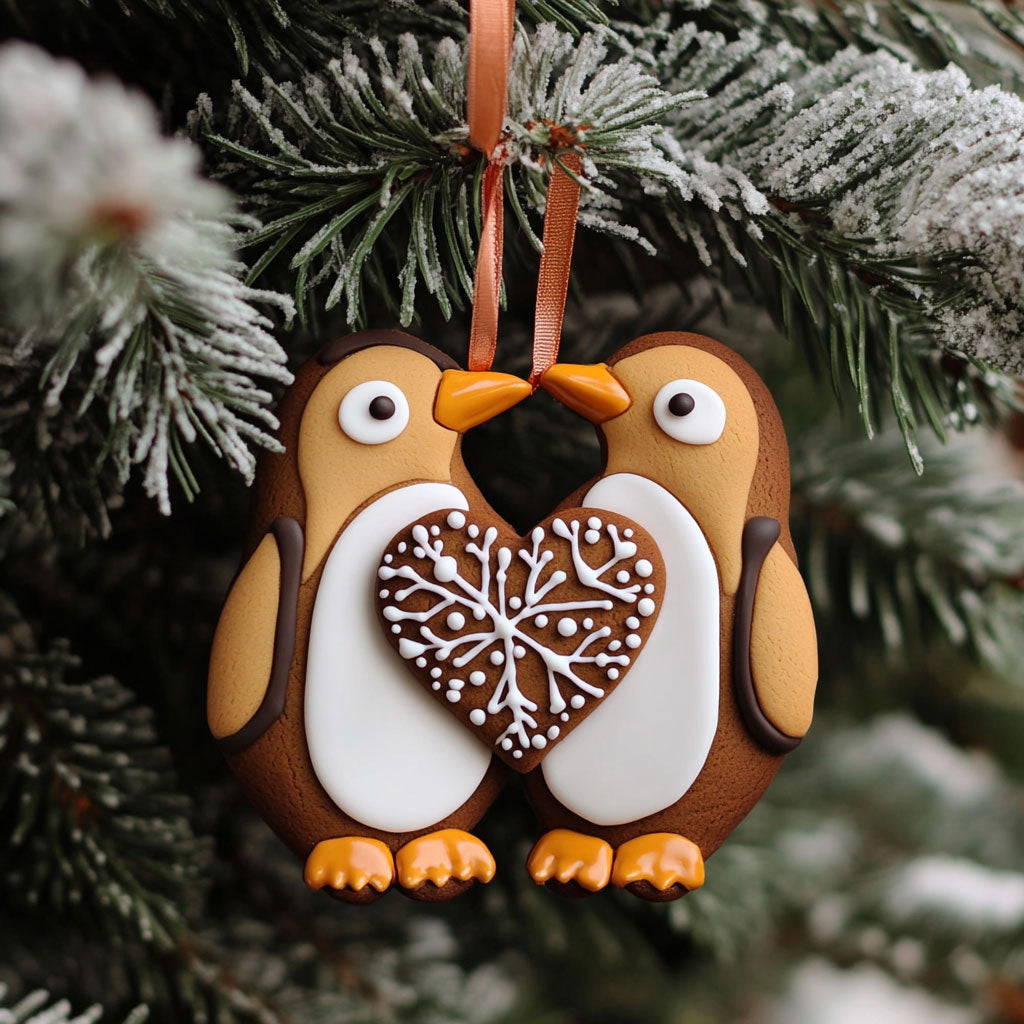 Gingerbread Penguin Duo WJ0312377CL Christmas Ornament