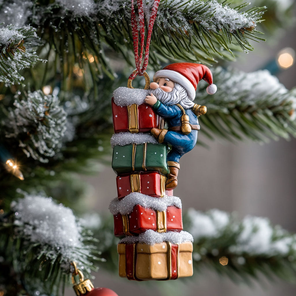 Gnome Gift Mountain WJ0312435CL Christmas Ornament