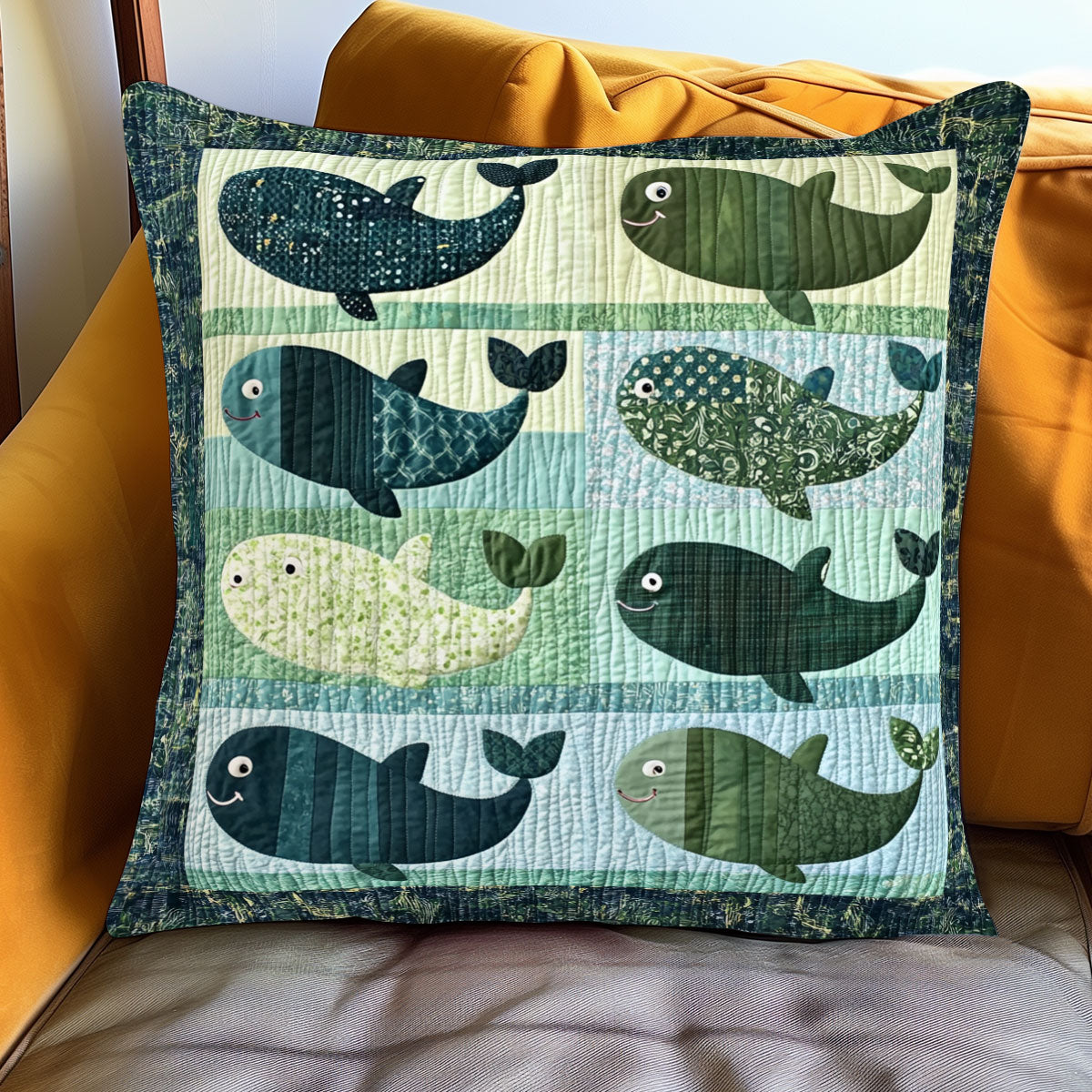 Green Whale WJ1001102CL Quilt Pillow Case