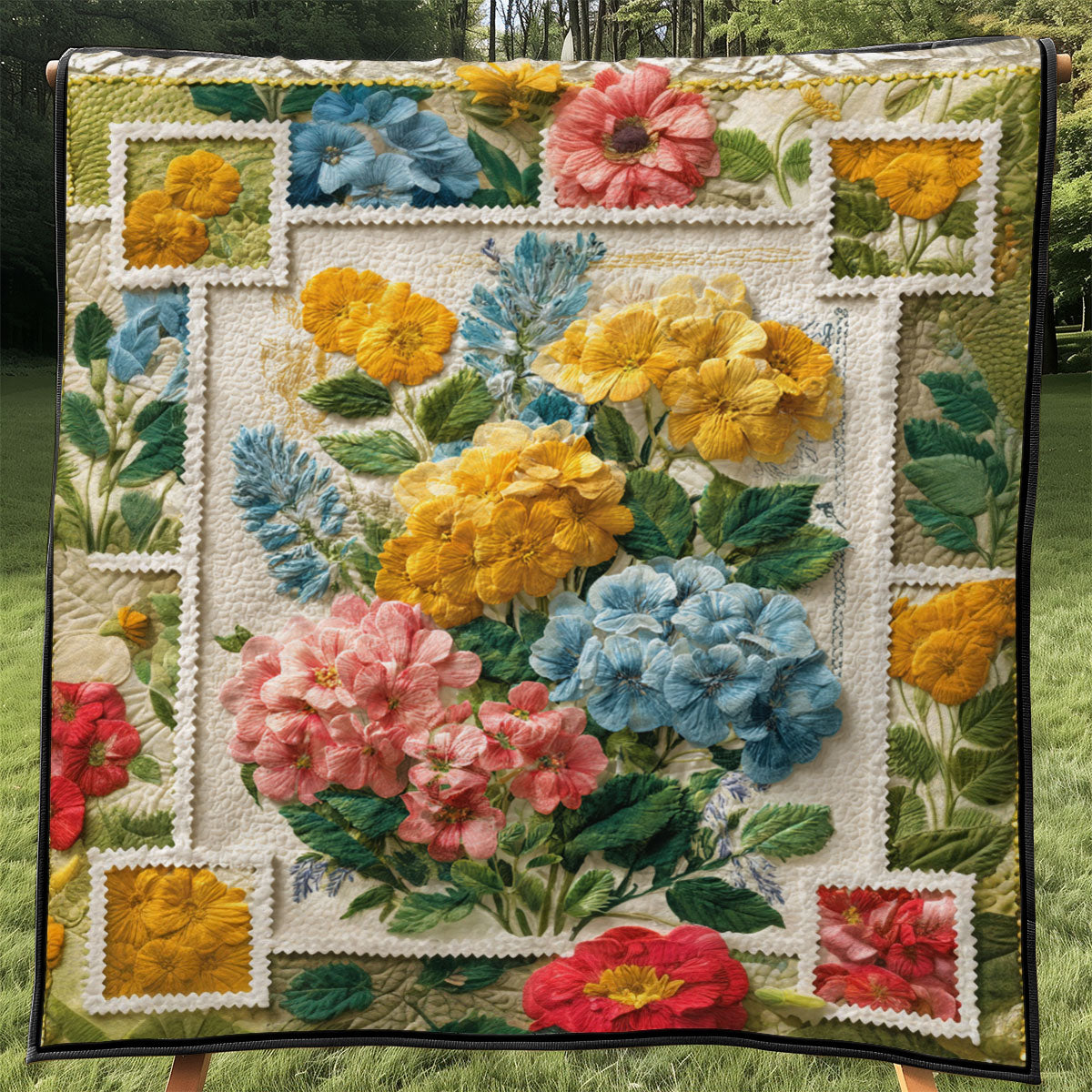 Heirloom Postage Flowers WJ1301058CL Quilt