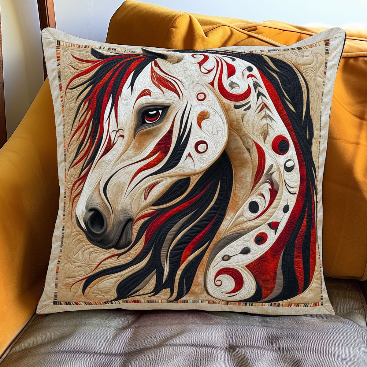 Horse Ancestral Flow WJ0801091CL Quilt Pillow Case