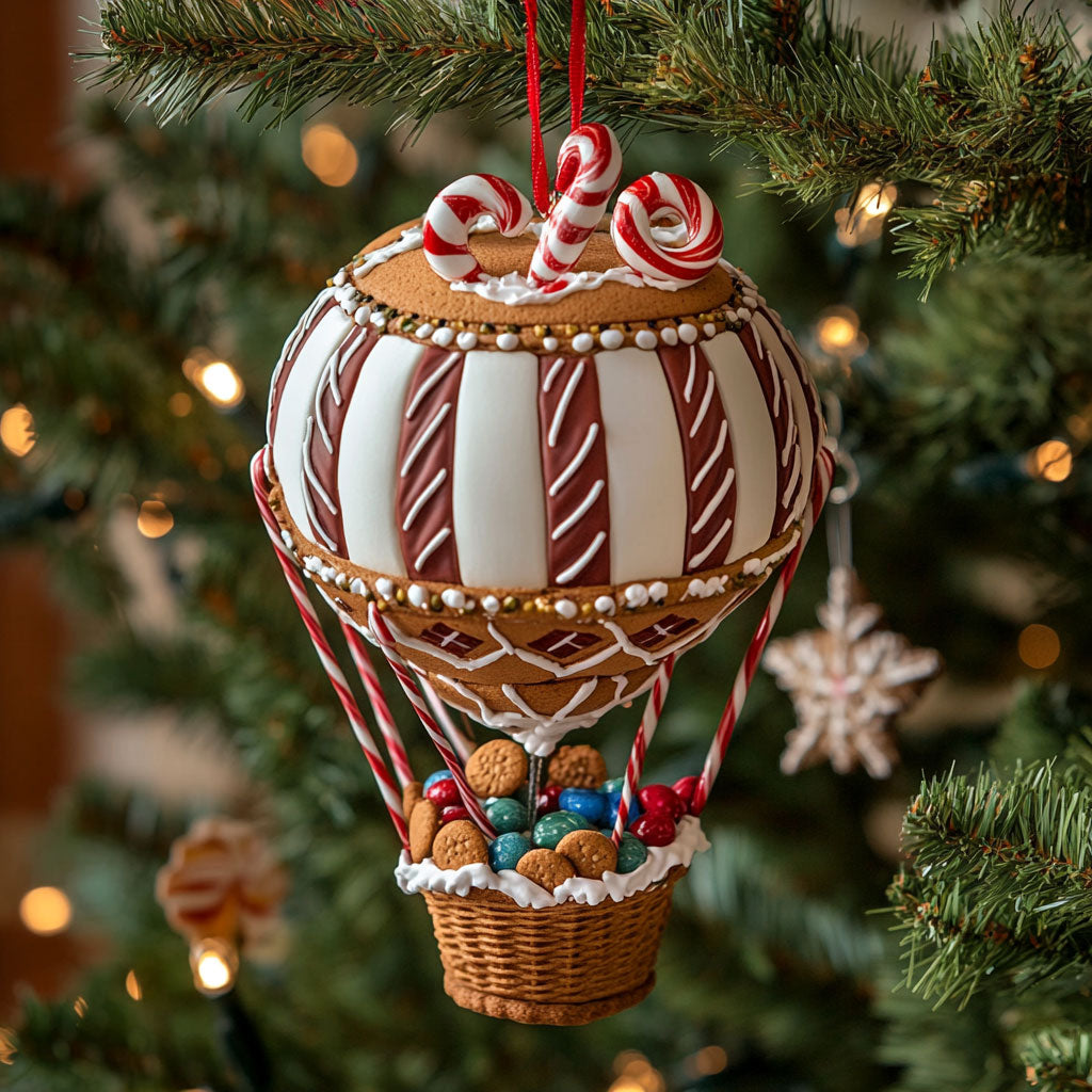 Hot Air Balloon Gingerbread WJ0312386CL Christmas Ornament
