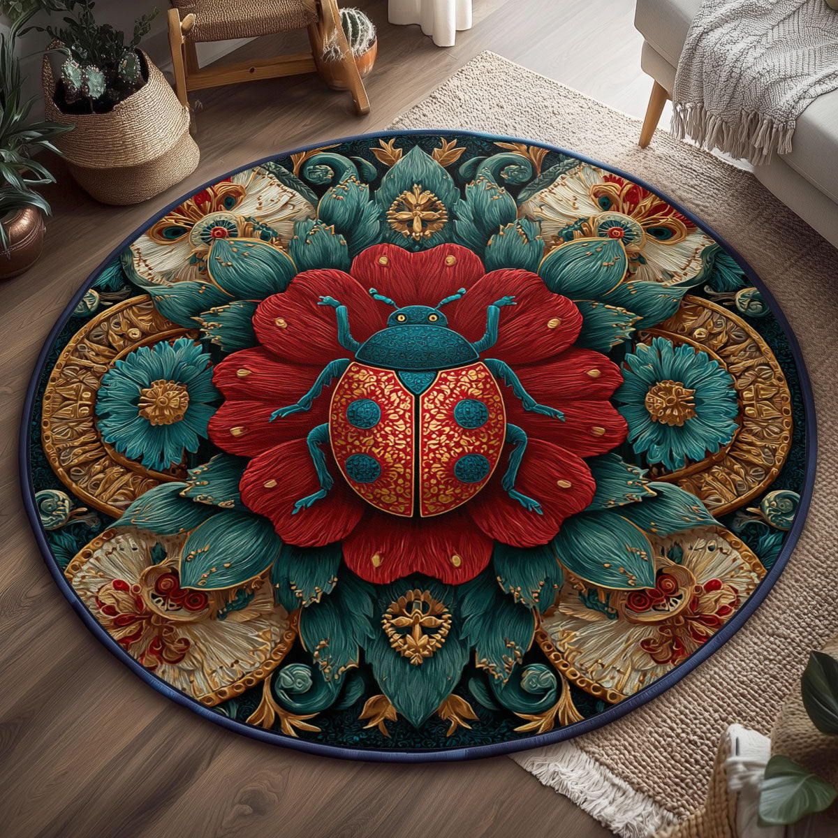 Ladybug Majesty WJ0901160CL Quilted Round Mat
