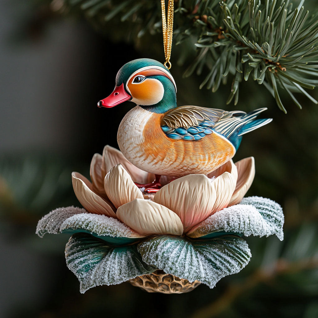 Lotus Mallard Duck WJ0312394CL Christmas Ornament