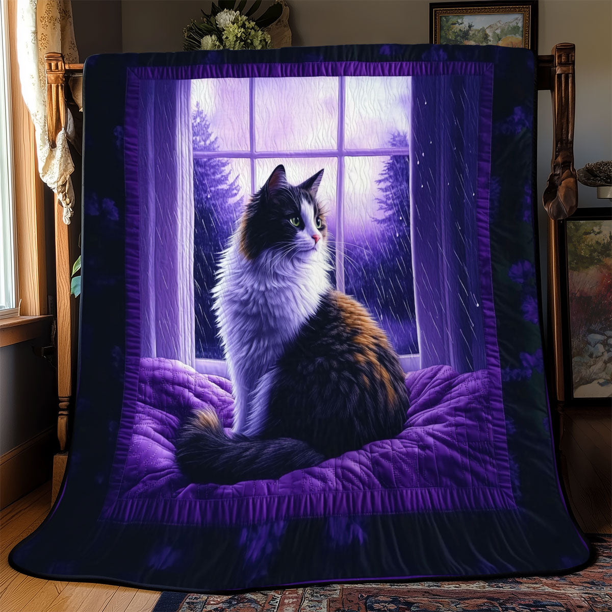 Moonlit Purple Cat WJ1301032CL Quilt