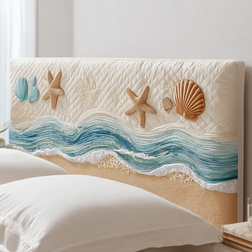 Ocean Shells WJ0601007CL Quilted Headboard Slipcover