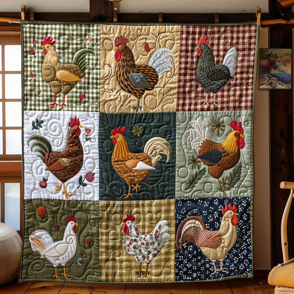 Patchwork Chicken WJ0701033CL Quilt