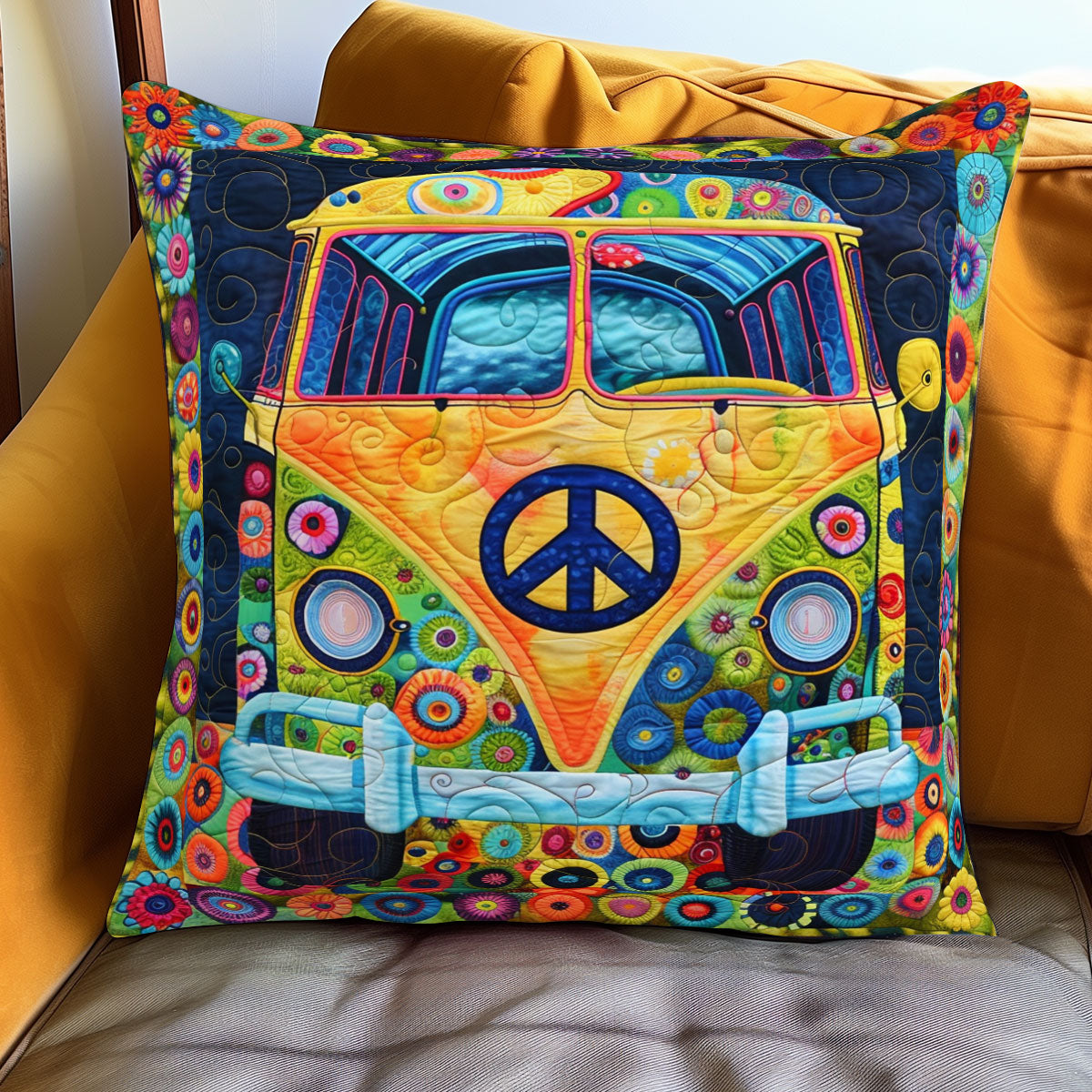Peace Sign Van WJ1301098CL Quilt Pillow Case