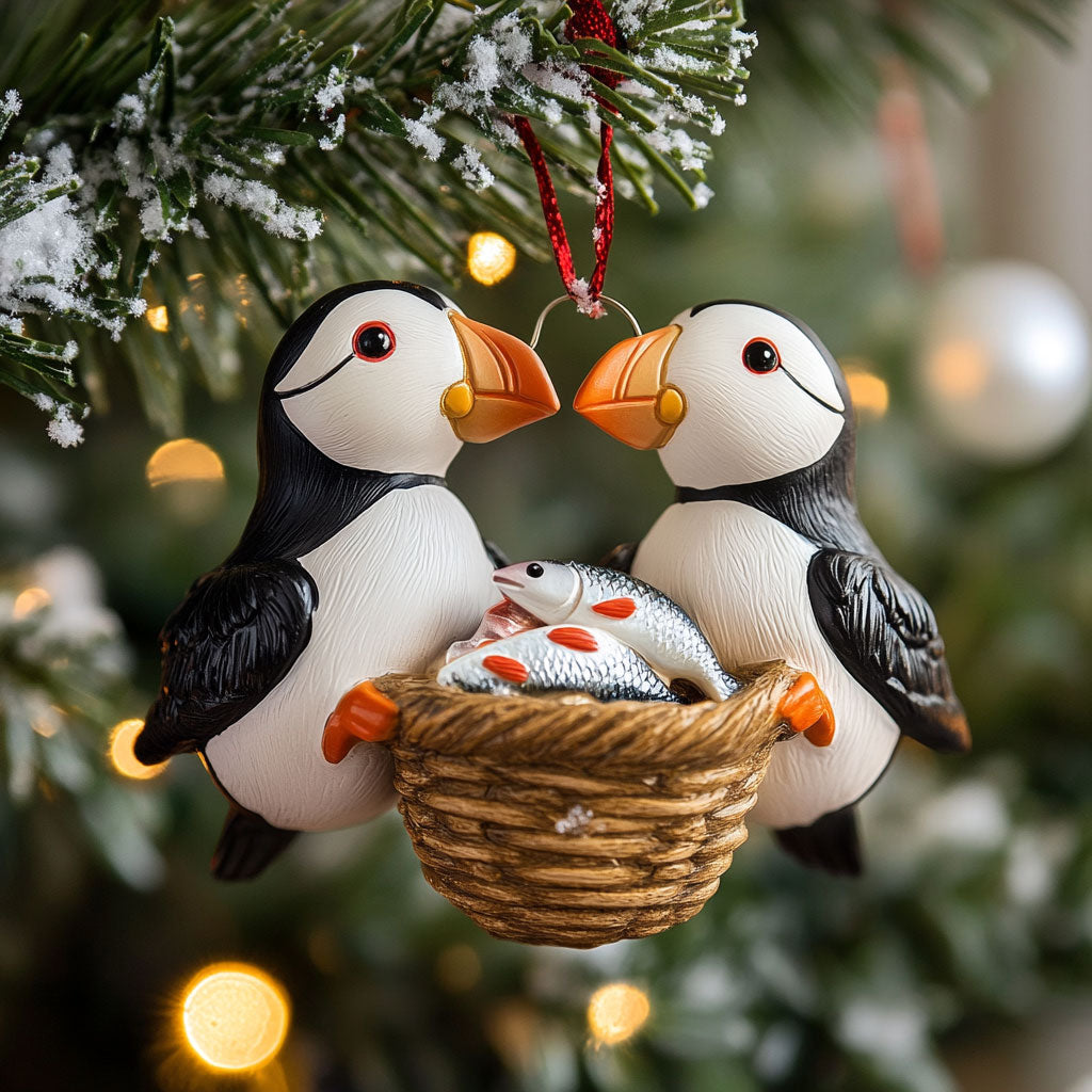Puffin Ocean Basket WJ0312307CL Christmas Ornament