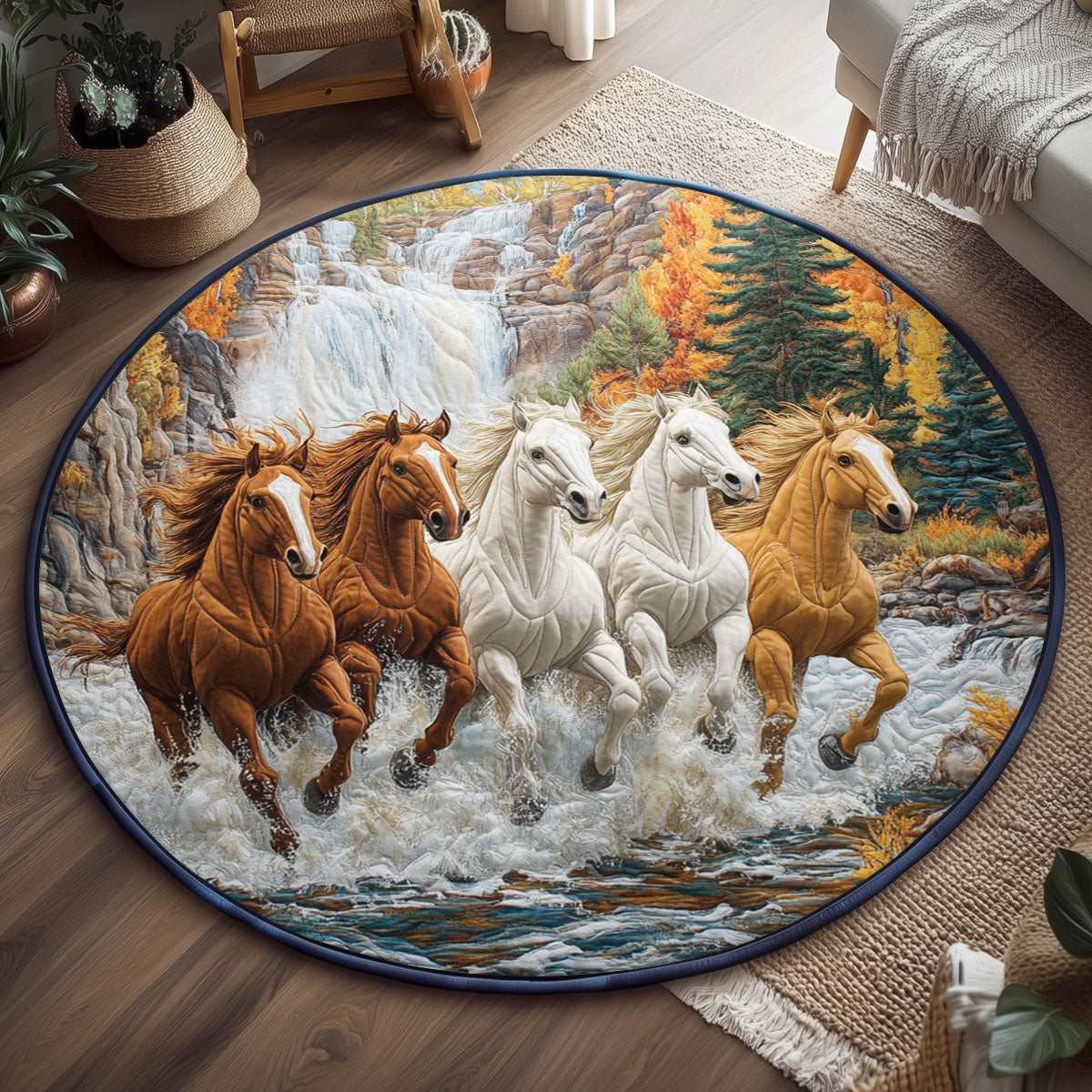 River Run Riders WJ1301148CL Quilted Round Mat